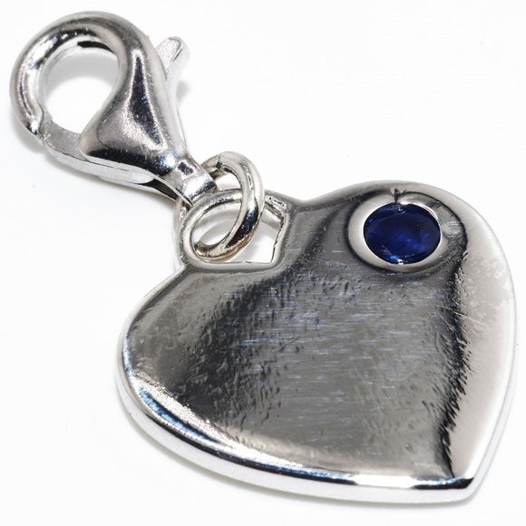 $395 .925 Sterling Silver .20CT Natural Blue Sapphire Solitaire Heart Pendant - Picture 5 of 6